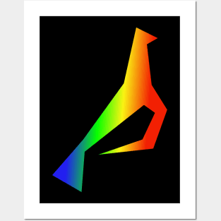 Origami Neon Rainbow Dove - Sign for peace Posters and Art